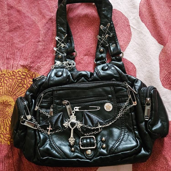 Vintage Patchwork Bag| Y2K kitch brown canvas handbag| Streetstyle rave bag main image 0