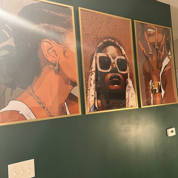 black-girl-afro-hair-set-of-4-natural-hair-art-afro-girl-art-hot