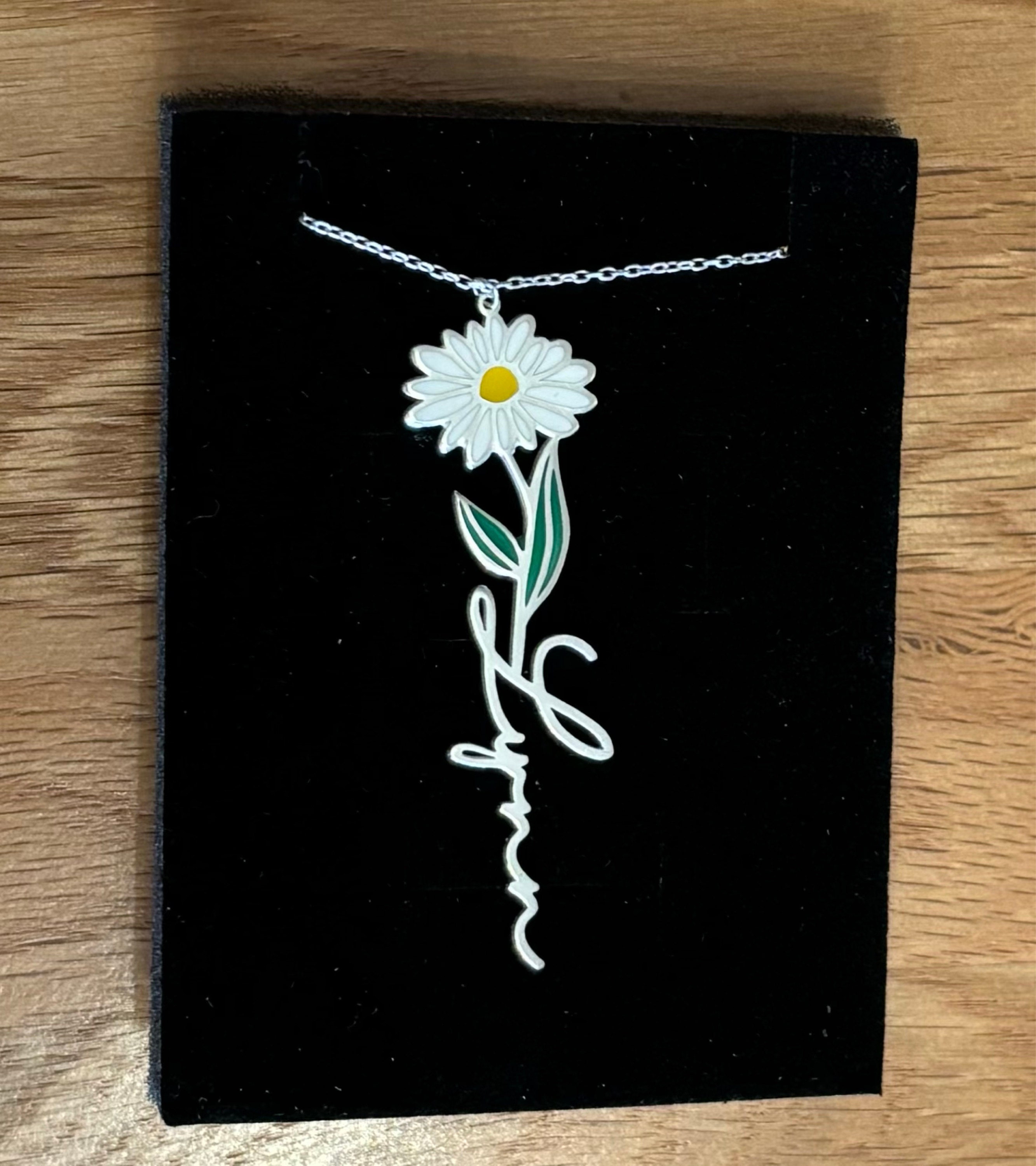 Personalisierte Geburtsblumenkette, personalisierte Namenskette, florale Namenskette, personalisierter Namensschmuck, personalisierte Geschenke für sie, Geburtstagsgeschenke