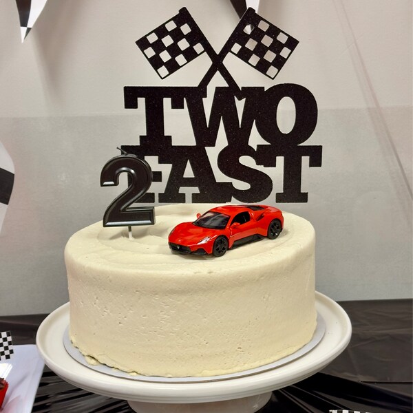 Two Fast Cake Topper, Racecar 2nd Birthday Cake Topper, Race Car Second ...