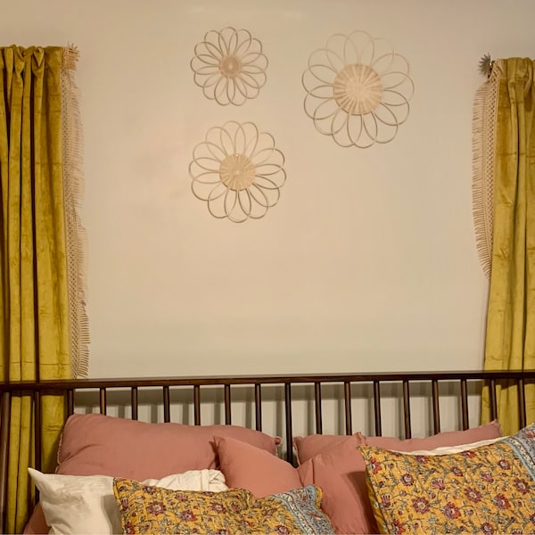 Rattan Daisy Flower Wall Decor (3pcs) Boho Decor Wall Hanging - Etsy