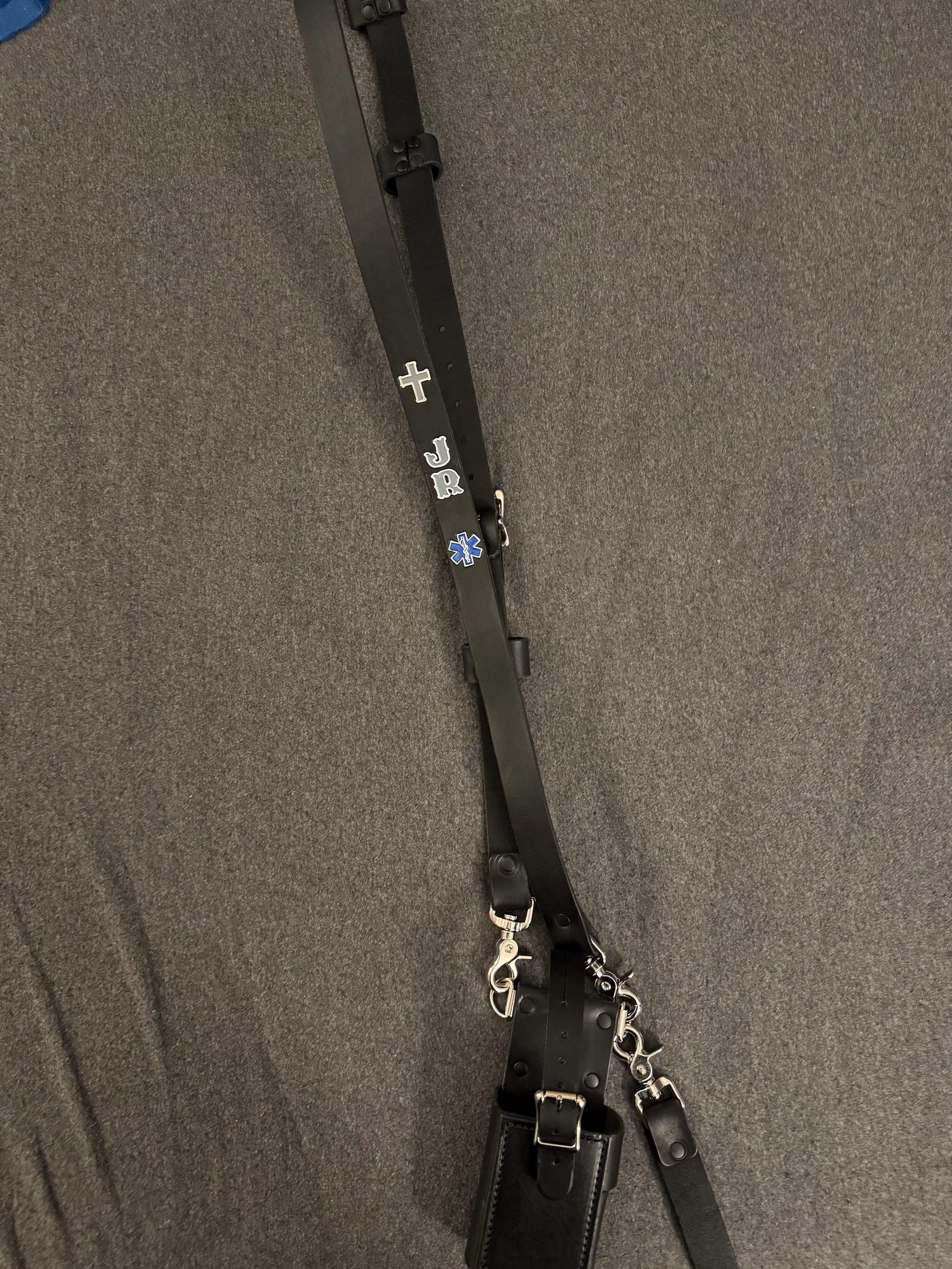 NY Style Custom Leather Firefighter Radio Strap WITH Radio Bucket: Superior Quality for First Responders