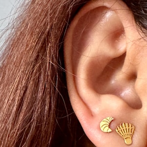 Customer photo, Croissant Stud Earrings