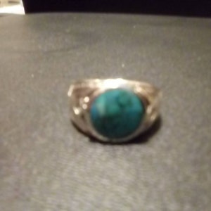 Vintage Sterling Silver Natural Turquoise Men's Ring Size - Etsy