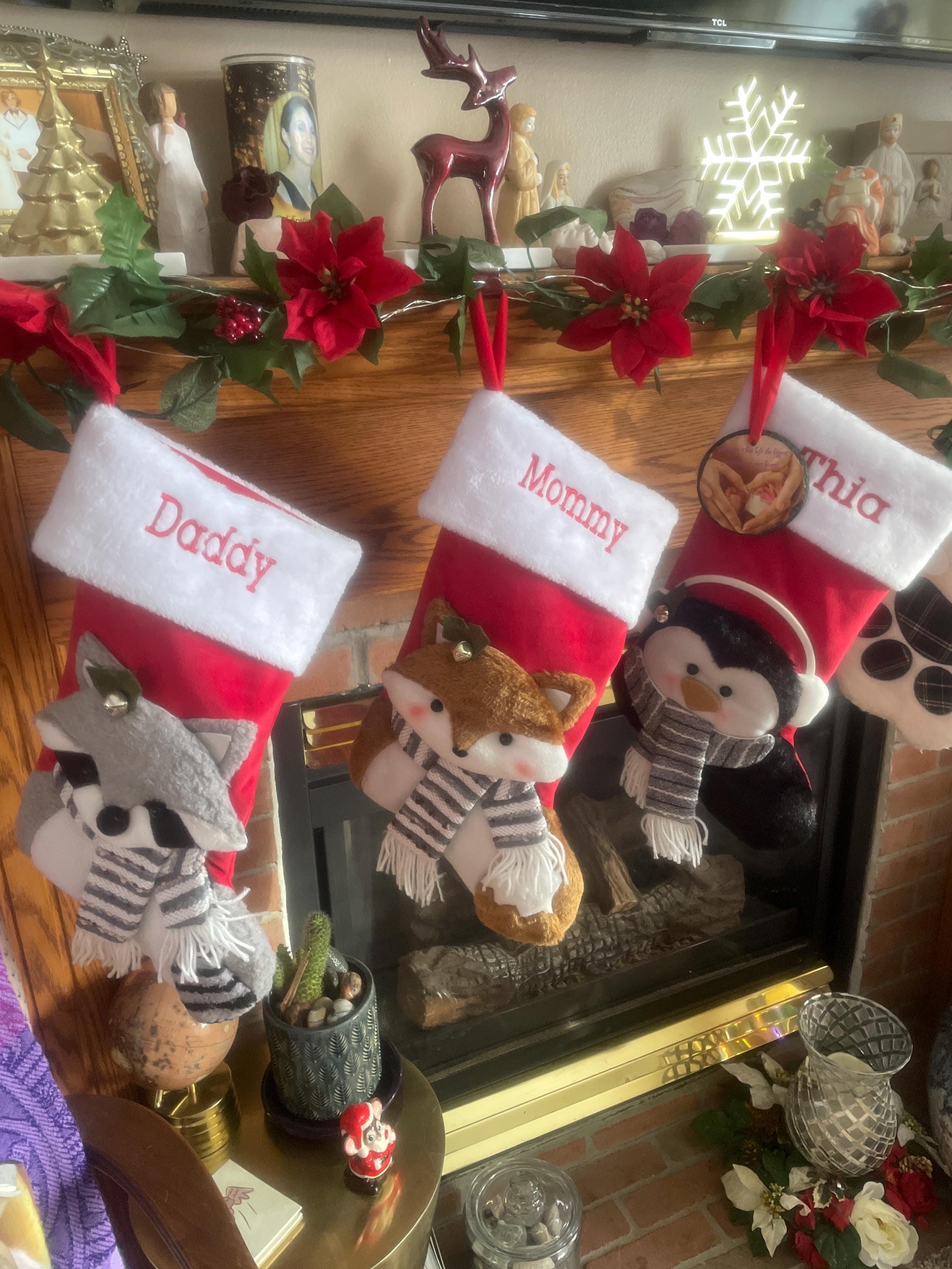 Personalized Christmas Stocking-Plush Stocking-Holiday Décor-Embroidered Name-Family Stockings-3D Plush Character- 6 Characters Available