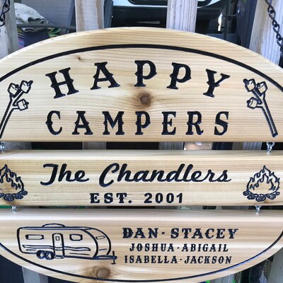 3 Piece Customizable Camping Sign Camper Sign Campsite Sign RV Sign ...