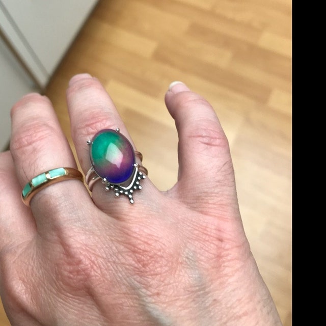 14kt Gold Small Mood Ring Stacking Ring Etsy