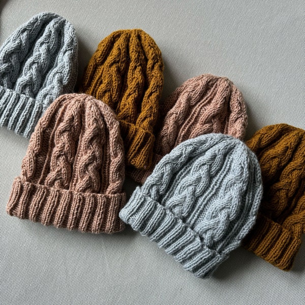 Hat KNITTING PATTERN - Cable Knit Beanie Pattern, Classic Aran Cable ...