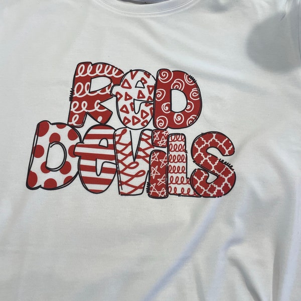 Red Devils PNG Patchwork Doodle Letters | Digital Download ...