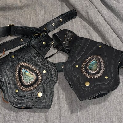 Handmade Black Leather Waist Bag With Adjustable Belt, Pouch, Hip Bag ...