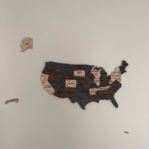 US Travel Map Push Pin Map Wood Map of United States Apartment Decor ...