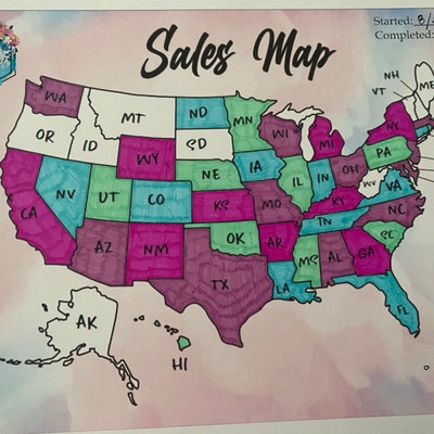 US Postcode Sales Map Tracker, Printable United States Etsy Sales Map ...