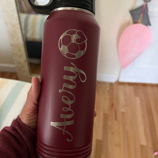Personalized Soccer Water Bottle for Girls – Custom Name Kids Sports ...