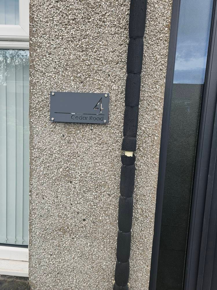 House Wall Plaques UK | Luxe A4 | Precision Laser Cut Acrylic House Number Sign | Matt Gray Anthracite & Silver Mirror | 280mm x 140mm