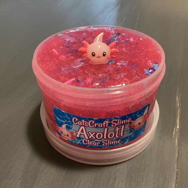 Clear Slime axolotl SCENTED Stretchy Glitter Slime 