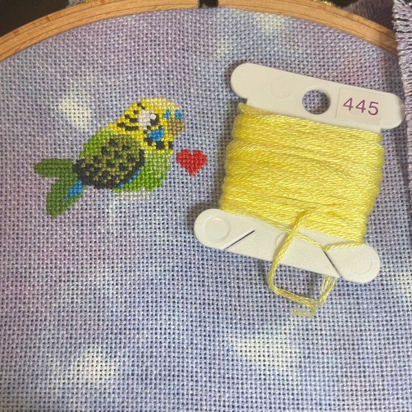 Cute Budgies Cross Stitch Pattern PDF | Green Budgie Cross Stitch ...