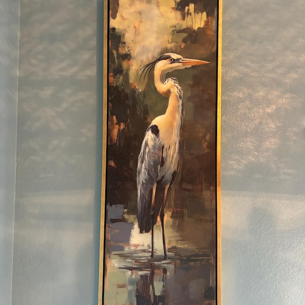 Abstract Blue Heron Print - Tall Vertical Narrow Wall Art in Calming ...