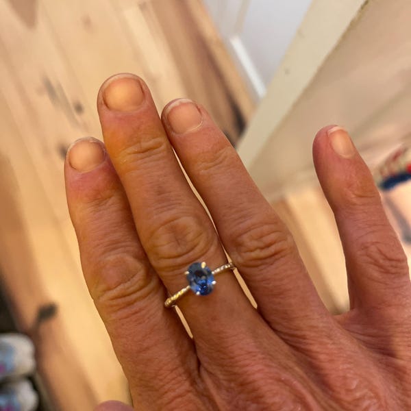 Santorini Blue and White Tile Golden Statement Ring