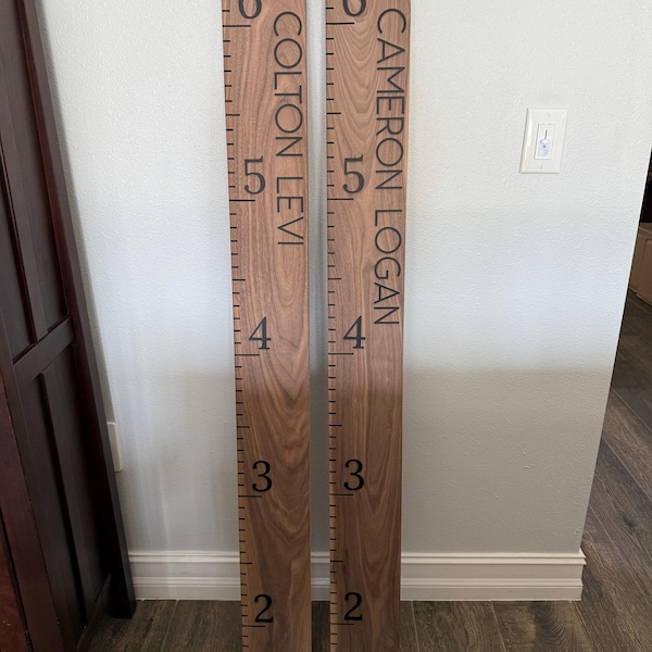 Hickory Growth Chart Ruler 3D Uppercase Font, Wooden Measuring Stick ...