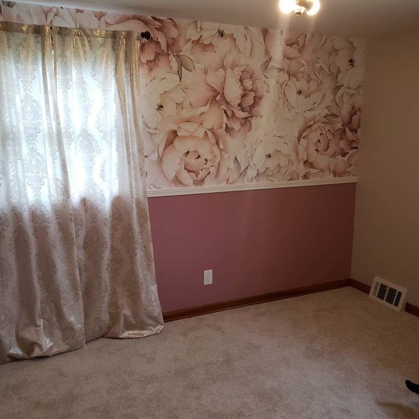 Pastel Peony Wallpaper Peel and Stick | Watercolor Soft Floral Wall ...