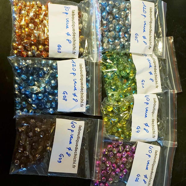 Lot De 120 Perles Vintage En Verre Disque Violet 2 Tons - Inde 1980 - Occasion