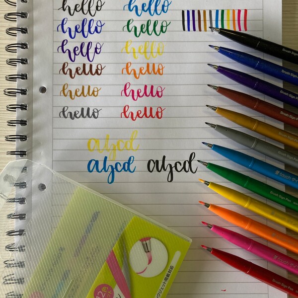 Pentel Fude Touch Brush Sign Pen 12 Colors BOX SET - Etsy