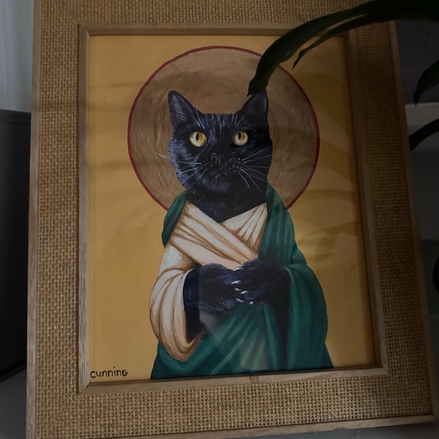 Saint Kitty of Reflection and the Hope for Treats - Etsy