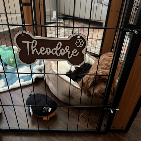 Curated visual reference: Visual Reference: Personalized Wooden Dog Crate Name Sign Custom Pet Gift