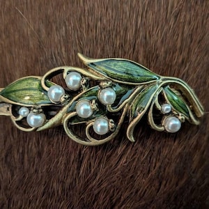Lily of the Valley Barrette Silver, French Silver Flower  display picture 1