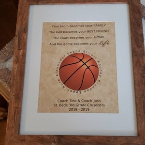 Cadeau dentraîneur de basketball Cadeaux pour les entraîneurs Entraîneur de  basketball Entraîneur de remerciement Art inspirant 8 x 10 Léquipe devient  votre famille -  France