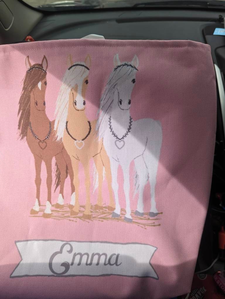 Girls Personalized Horse Tote Bag | Girls Personalized Book Bag | Personalized Overnight Bag for Girls | Horse Tote Bag | Gift for Girls
