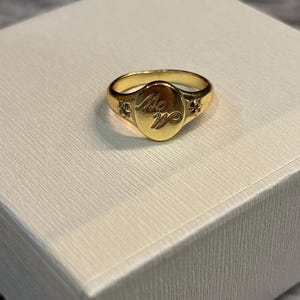 Birthstone Initial Signet Ring by Caitlyn Minimalist • Statement Gemstone Ring with Engraved Letter • Personalized Gift for Her • RM113NIF67