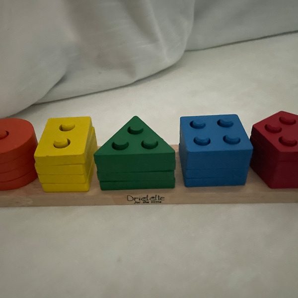 Wooden Sorting - Stacking & Color Learning Toy - Educational Shape ...