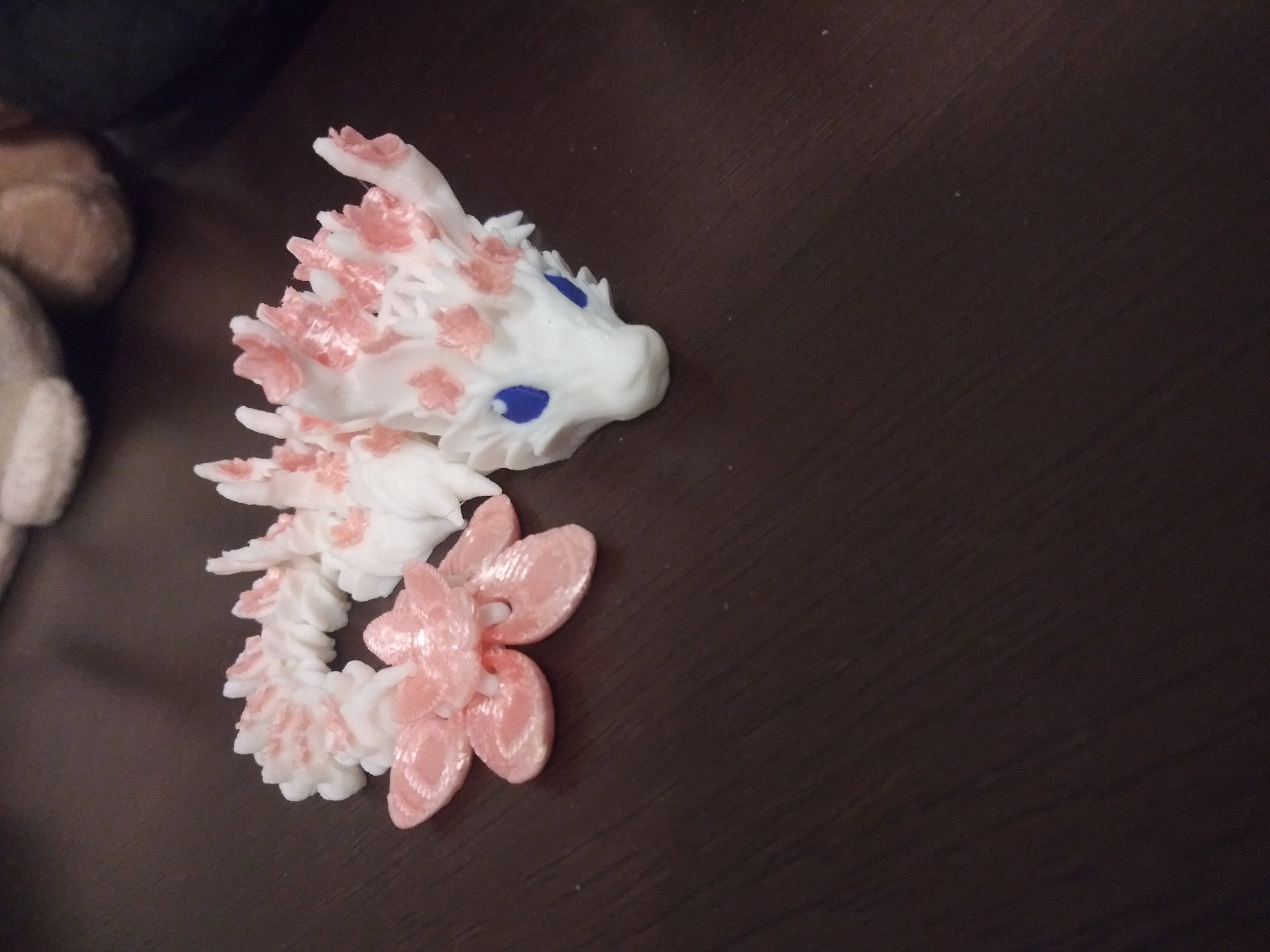 Cherry Blossom BABY Dragon with Dragon Egg - 3D Printed and Fully Articulated 6-inch-long Dragon, Sensory Toy, Fidget Toy, Stocking Stuffer