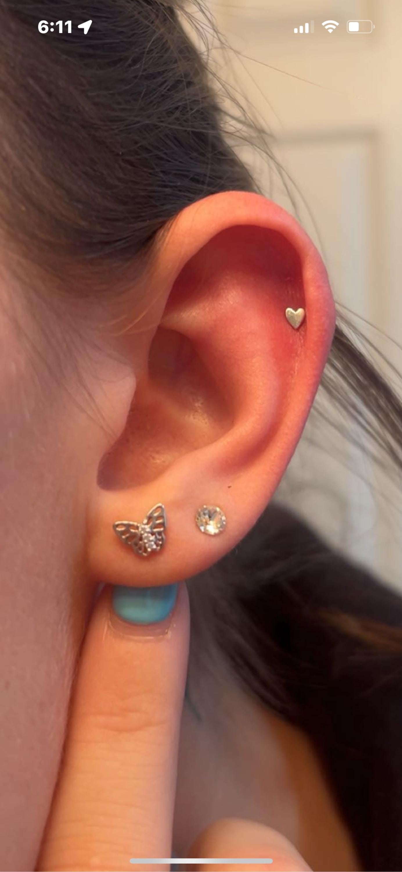 Tiny Heart stud earrings - Dainty stud earrings - Sterling silver stud earrings