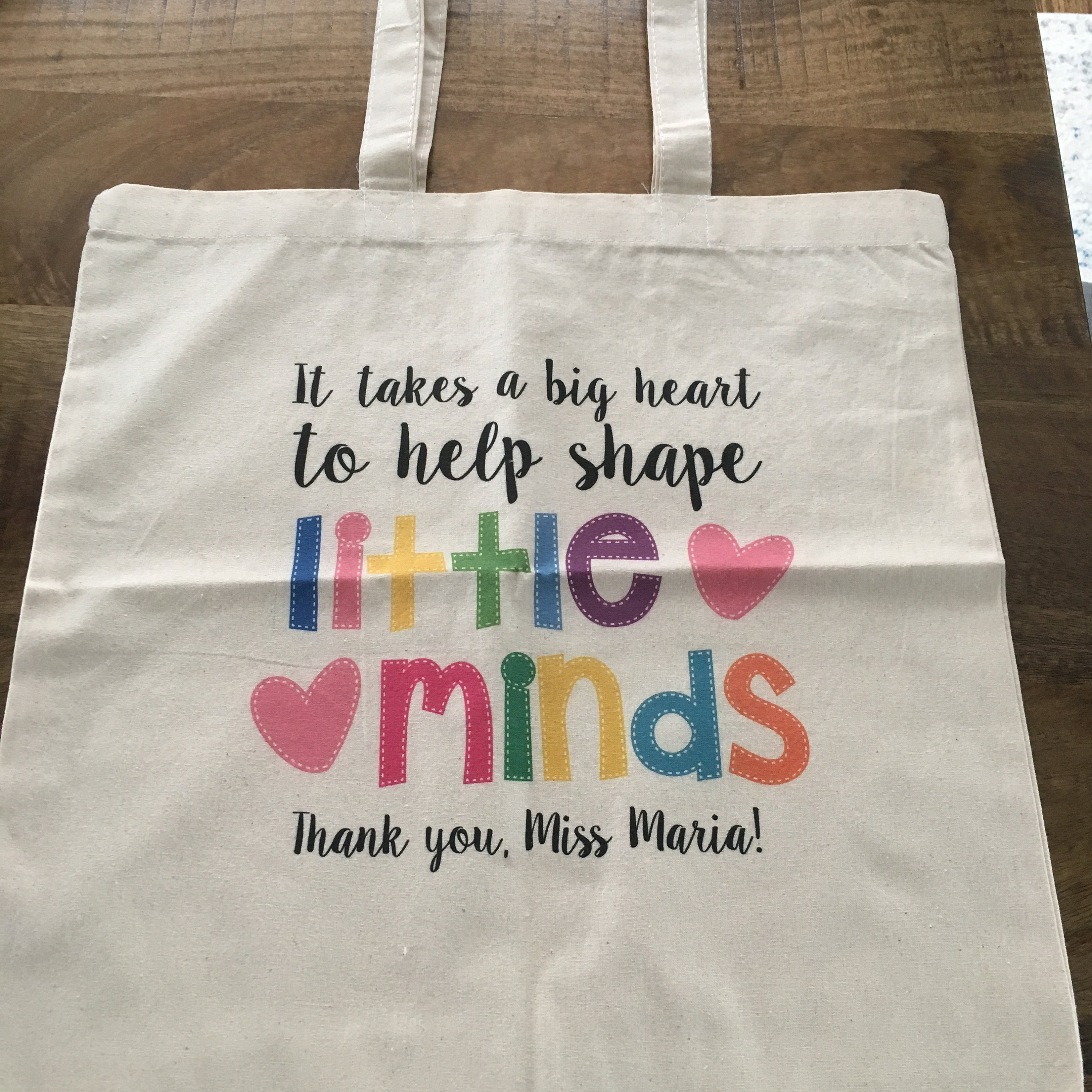 teacher tote bag - adorable teacher tote for kindergarten, first grade - teacher gift big heart to help shape little minds 22MSCL-022-BBag
