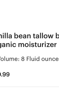 vanilla bean tallow body butter | organic moisturizer