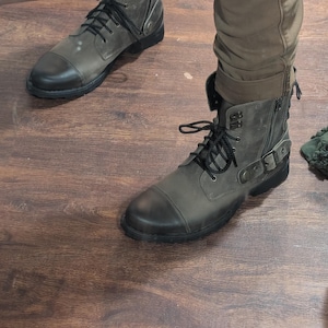 CALTO Stivali Uomo Con Alzata Invisibile 7 Cm (2.8"), Marrone, Pelle, Lacci, Taglia 46 EU