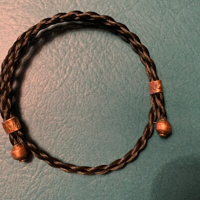 Adjustable Horse Hair Bracelet With Brass Beads Braided Horsehair Horse ...