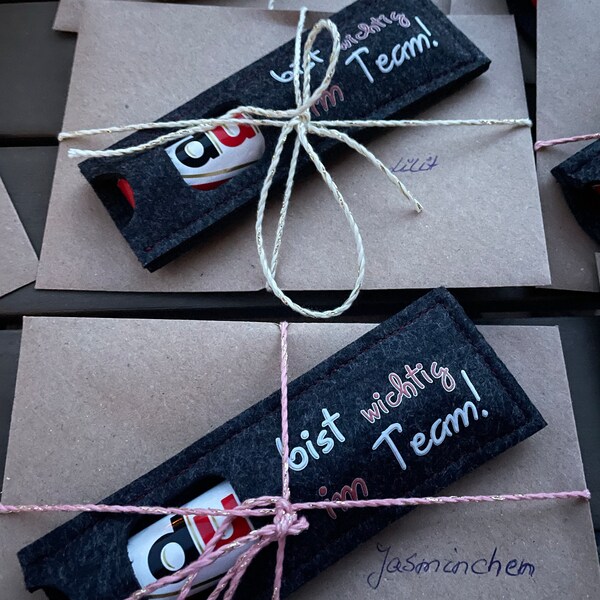 Schokoriegel Hülle Filz Geschenke | Wichtig im Team ...
