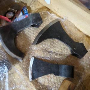 Tête De Hache Viking Forgée à La Main – Acier Carbone, Combat Médiéval, Fait Main