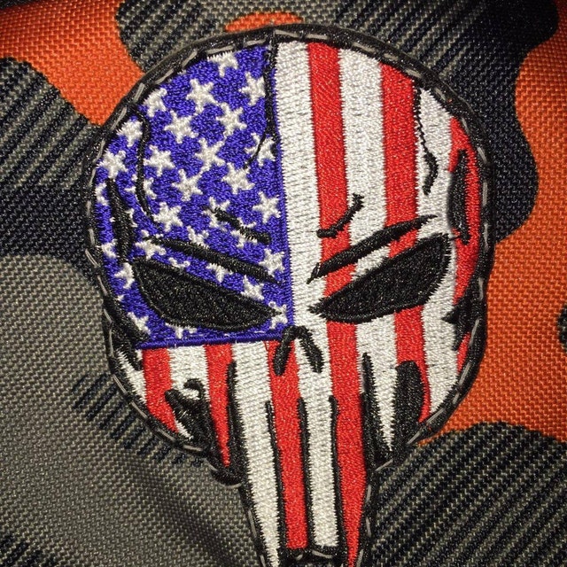 Armycrew USA Flag Punisher Skull Iron On Embroidered Patch 2 Pack