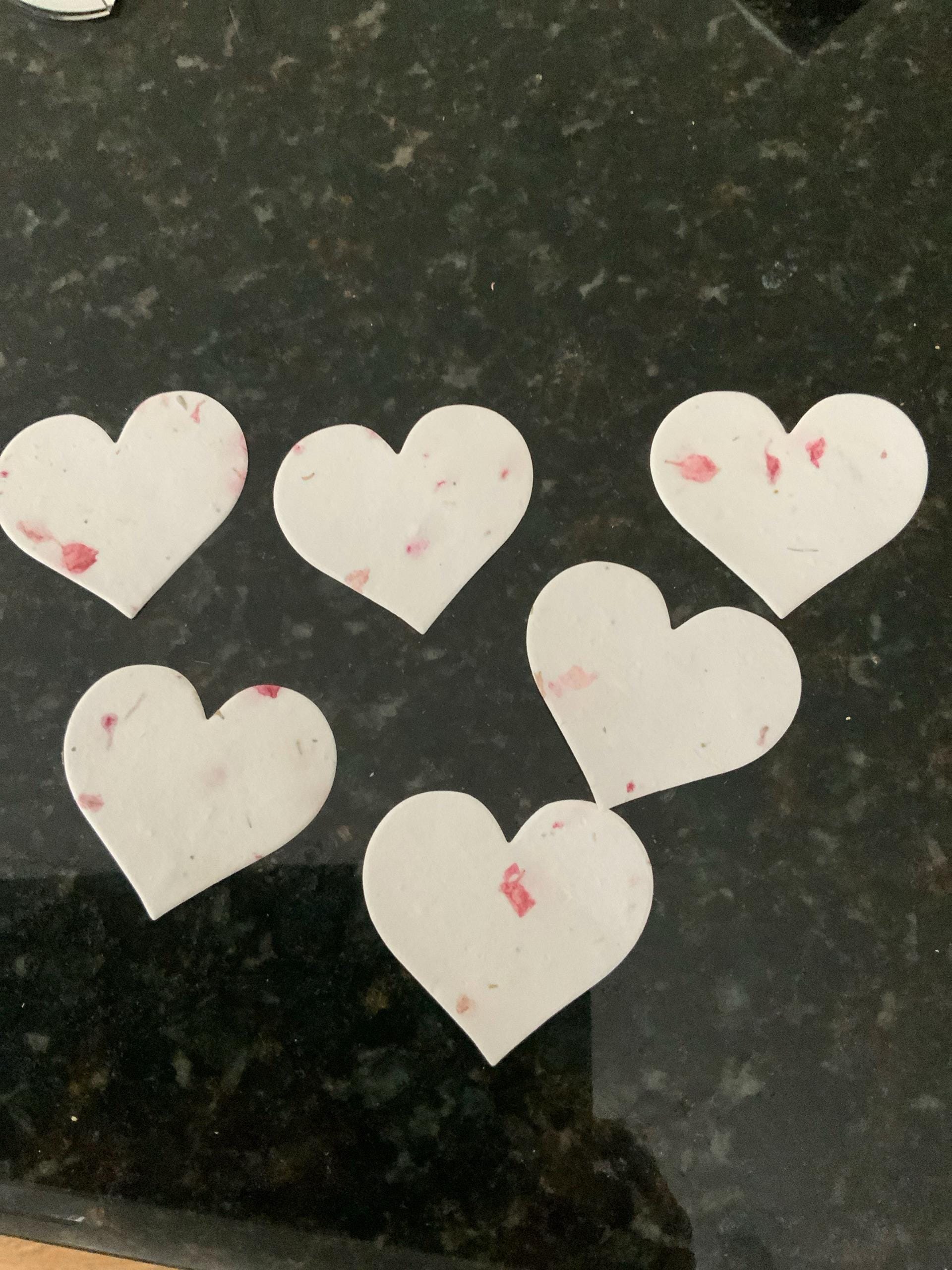 Large Recycled Fiber Seed Paper Hearts 2.85&quot;w x 2.5&quot;h Wildflower Natural Recycled Fibers #17s for Weddings or Events set of 24