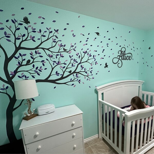 Wall Decal Large Tree Decals Huge Tree Decal Nursery With Birds Tree ...
