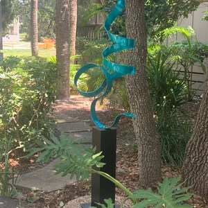 Large Aqua Garden Sculpture Modern Metal Art Sculpture for | Etsy