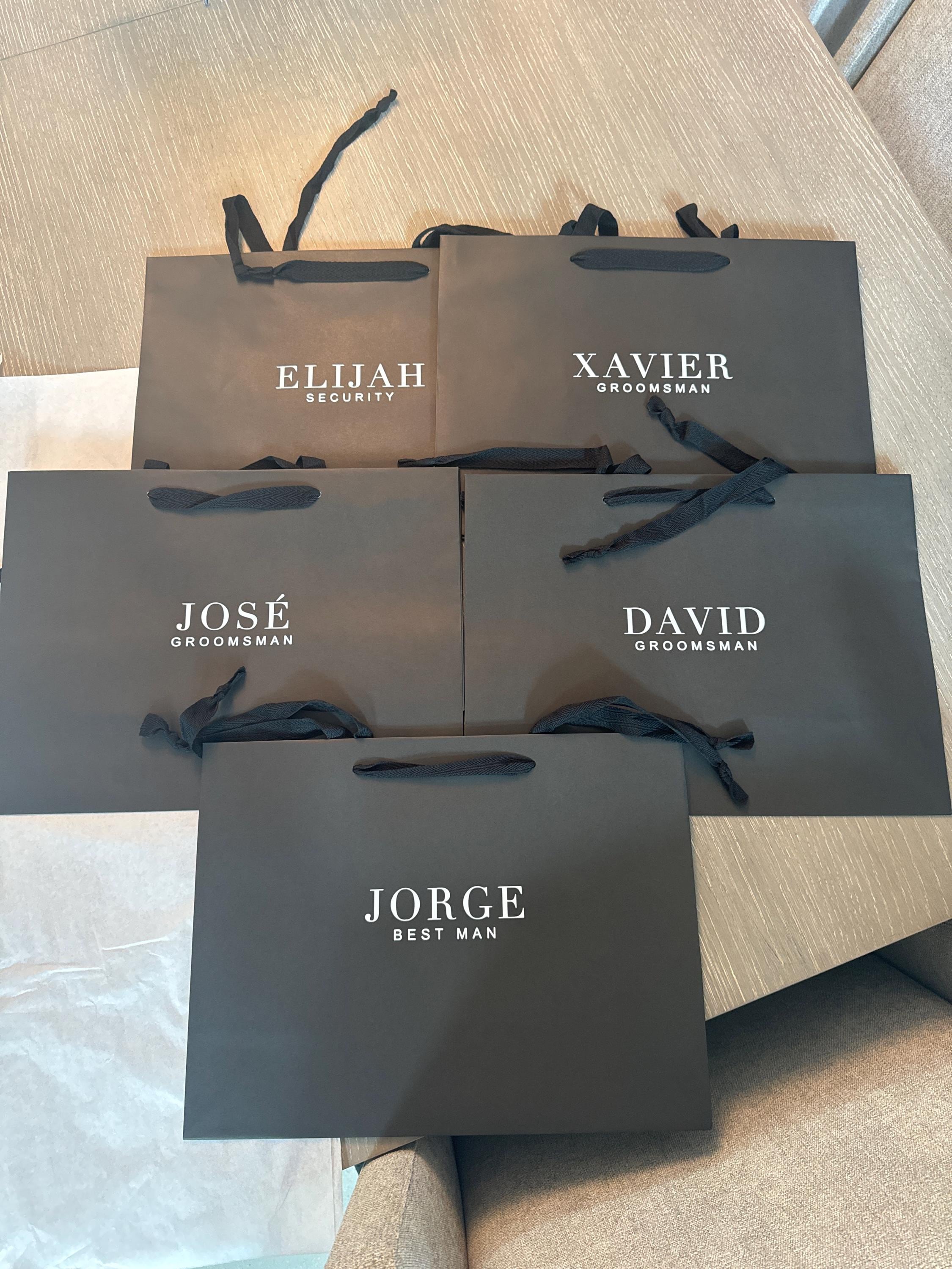 Personalized Wedding Bags - Luxury Proposal Bags - Black - Groom and Groomsmen Gift Bags - Large - 4 sizes