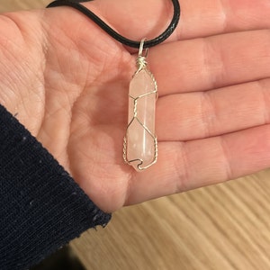ローズクォーツクリスタルポイントネックレス シルバー - Etsy 日本