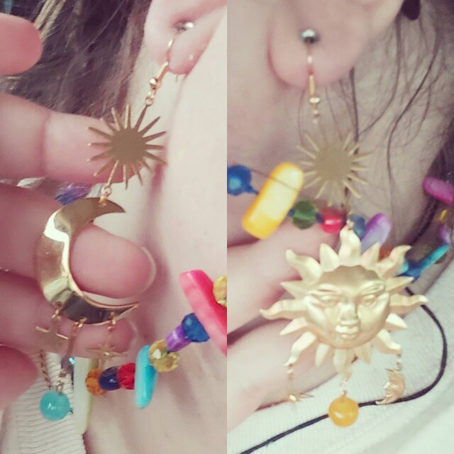 MOON&SUN PIERCED EARRINGS(2JP0909)K10 ピアス｜スター