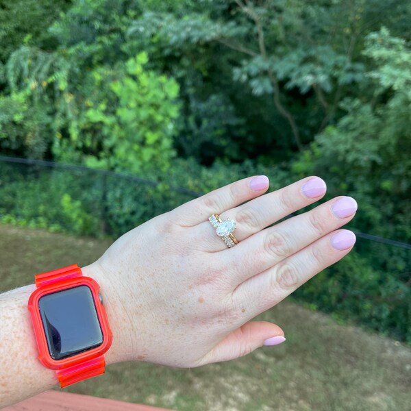 3MM Round Moissanite Open Notch Bubble Set Wedding Matching Band for ...