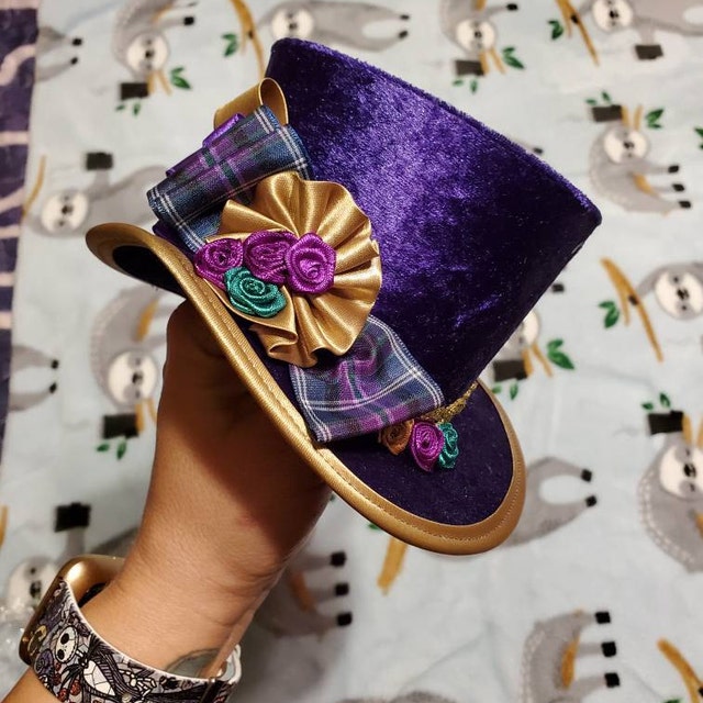 Purple Hat, Steampunk Hat, Mini Top Hat, Victorian Hat